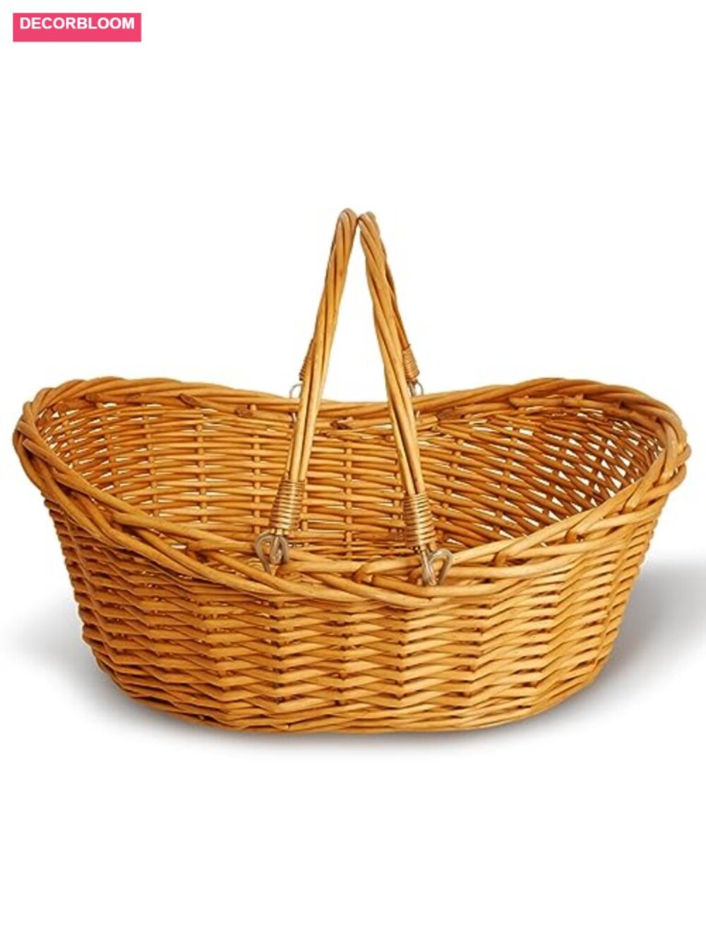 Hand Woven Willow Wicker Basket with Handles Storage Picnic